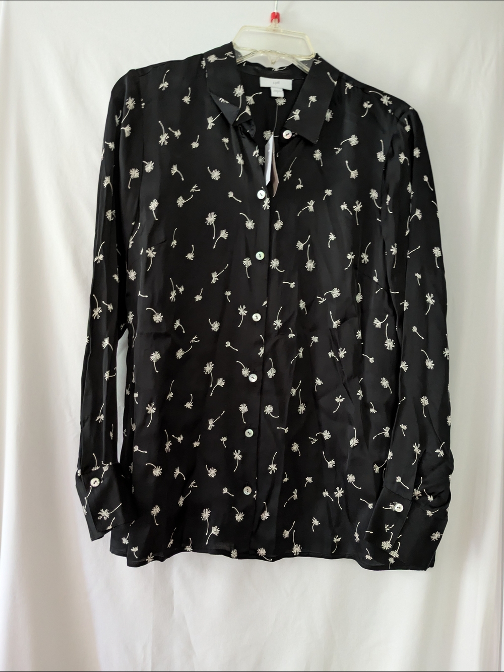 J. Jill NWT Women's Black Floral Button-Up Blouse